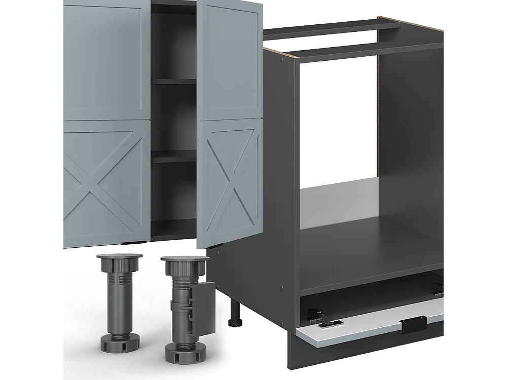 Cucina componibile azzurro-grigio/antracite 355x46x81.6 fame-line