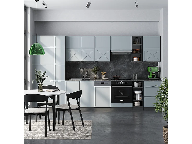 Cucina componibile azzurro-grigio/antracite 355x46x81.6 fame-line