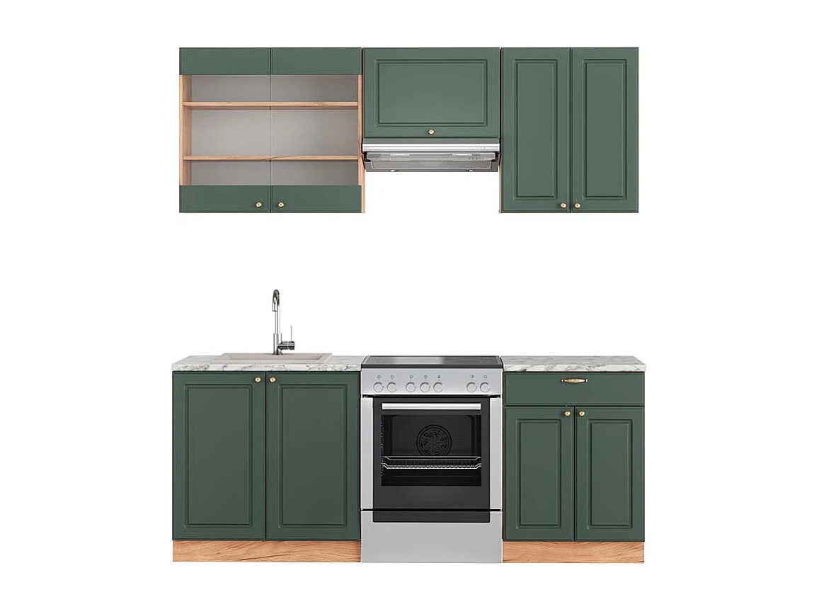 Cuisine chêne vert et or/chêne doré 200x60x81.6 fame-line