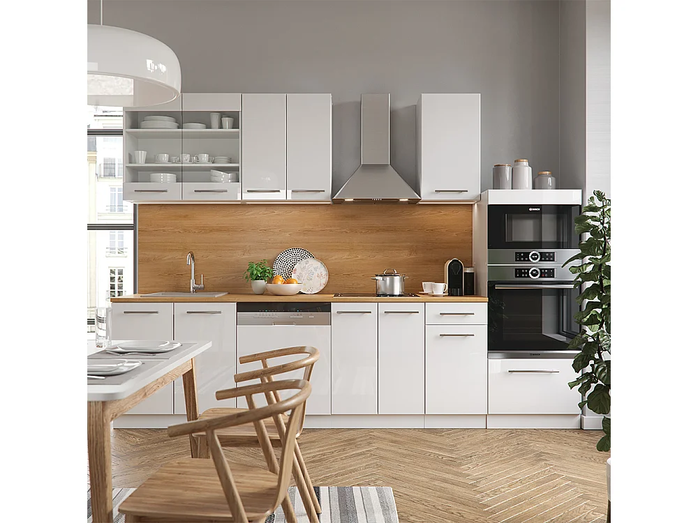 Cuisine blanc brillant/blanc 300x60x81.6 fame-line