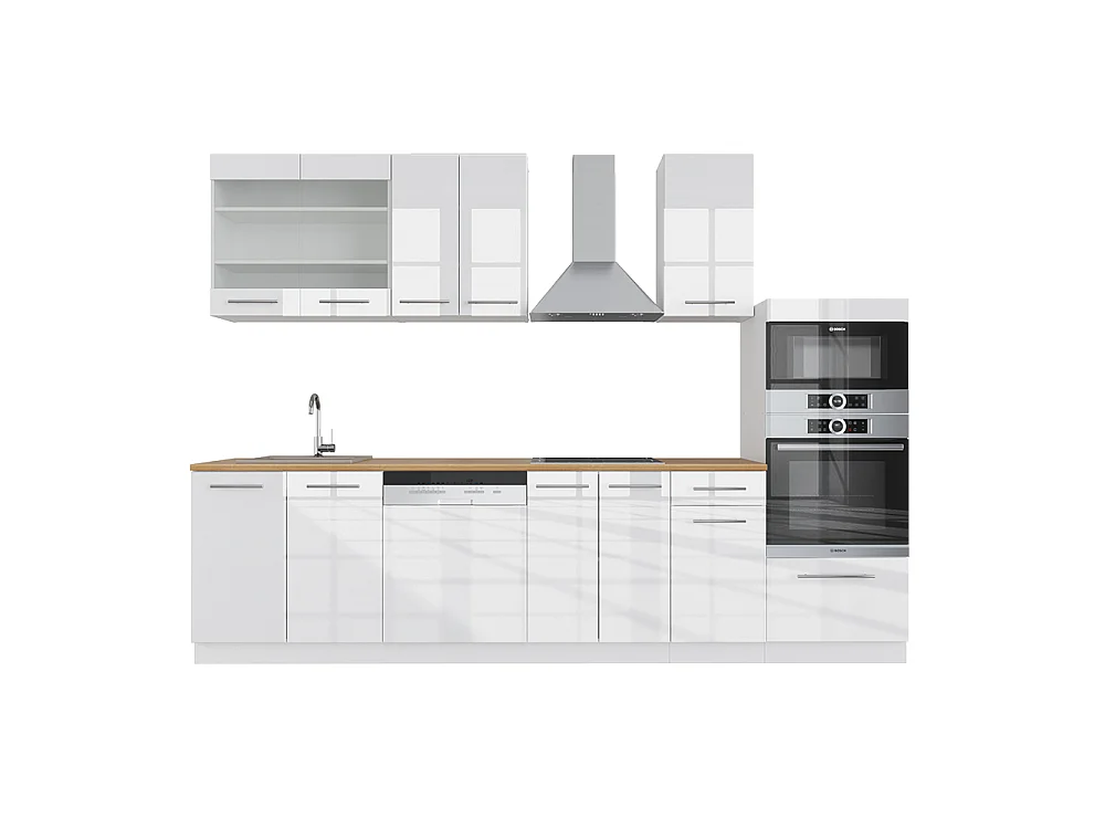Aneks kuchenny biały wysoki połysk/biały 300x60x81.6 fame-line