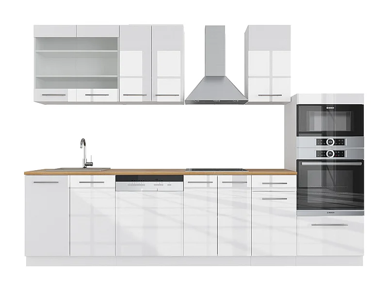 Küchenzeile weiß hochglanz/weiß 300x60x81.6 fame-line