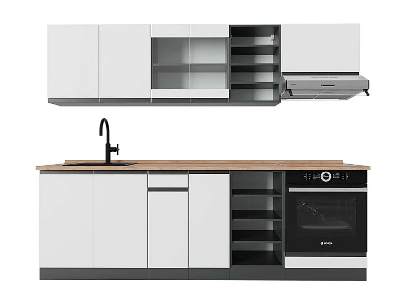 Mueble de cocina blanco/antracita 240x60x81.6 r-line