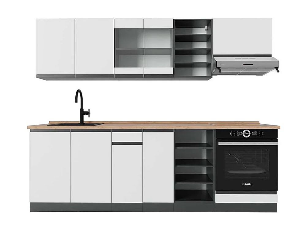 Mueble de cocina blanco/antracita 240x60x81.6 r-line