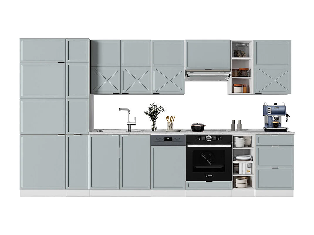 Cuisine bleu clair-gris/blanc 355x60x81.6 fame-line