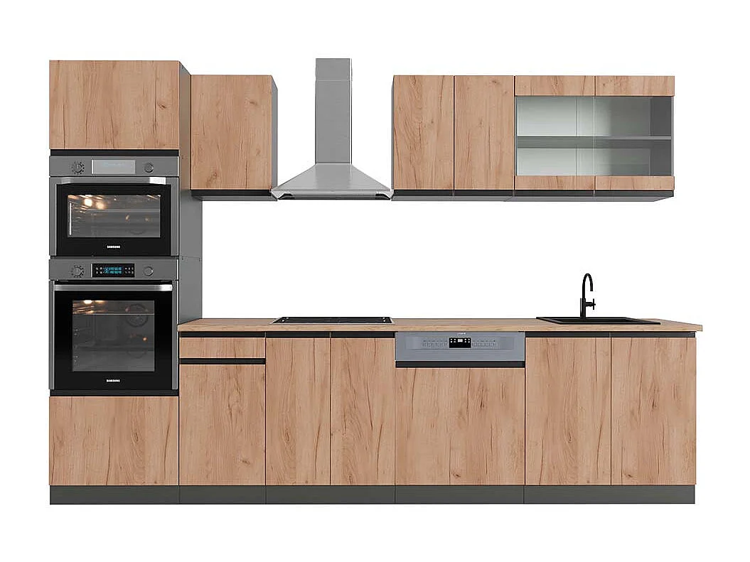 Complete keukeneenheid eik goud/antraciet 300x60x81.6 r-line