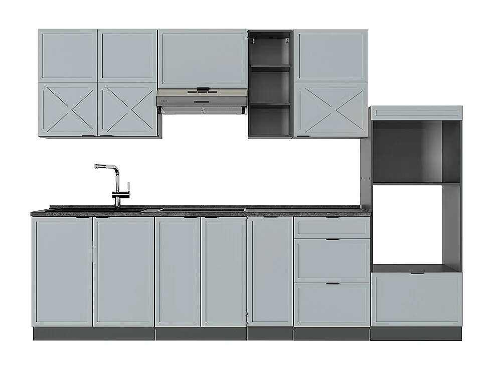 Cucina componibile azzurro-grigio/antracite 280x60x81.6 fame-line
