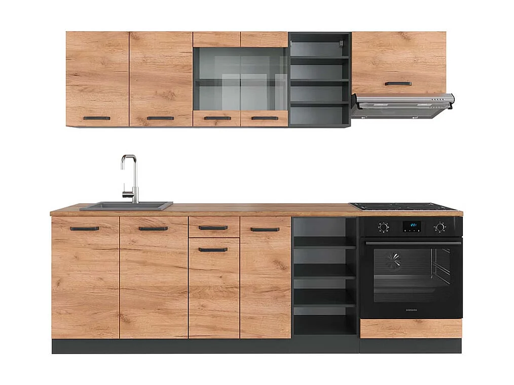 Mueble de cocina oro power roble/antracita 240x60x81.6 r-line