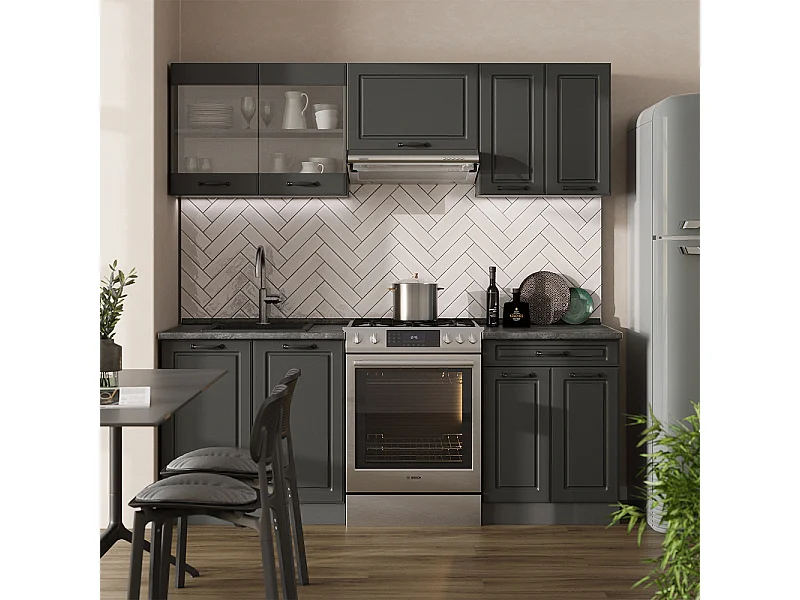 Mueble de cocina antracita casa de campo/antracita 200x60x81.6 r-line