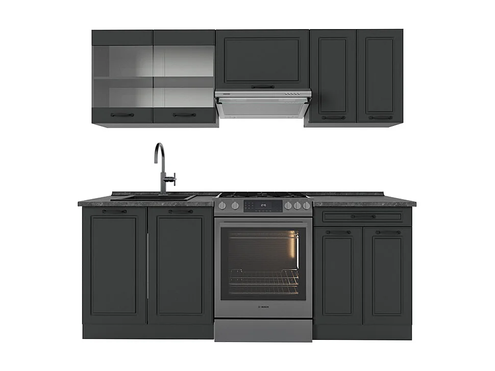 Mueble de cocina antracita casa de campo/antracita 200x60x81.6 r-line