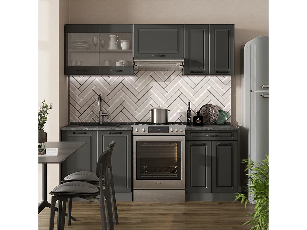 Cuisine anthracite maison de campagne/anthracite 200x60x81.6 r-line