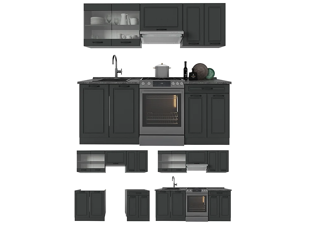 Cuisine anthracite maison de campagne/anthracite 200x60x81.6 r-line