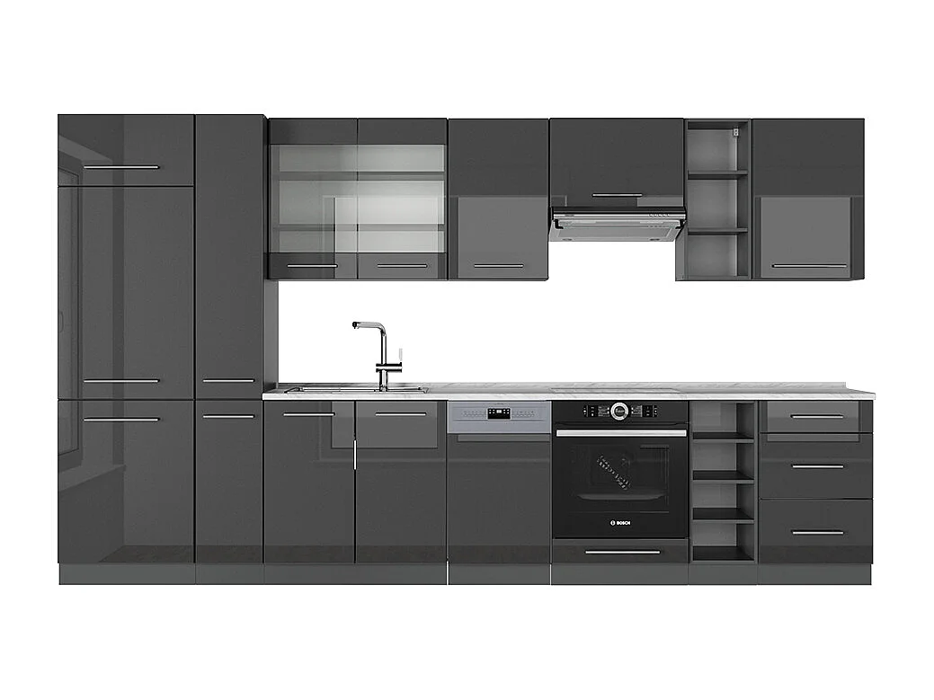 Cuisine anthracite haute brillance 355x60x81.6 fame-line