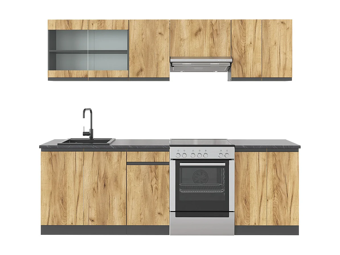 Cuisine chêne doré/anthracite 240x46x81.6 raul