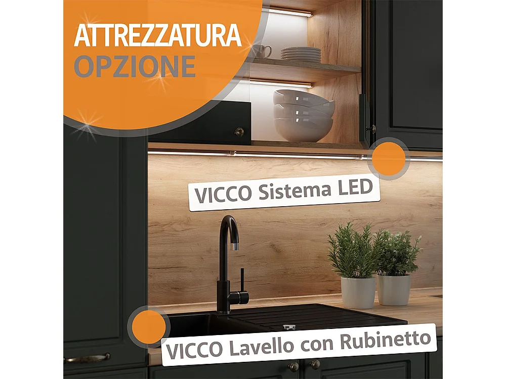 Cucina rovere blu-grigio/oro 350x46x81.6 r-line
