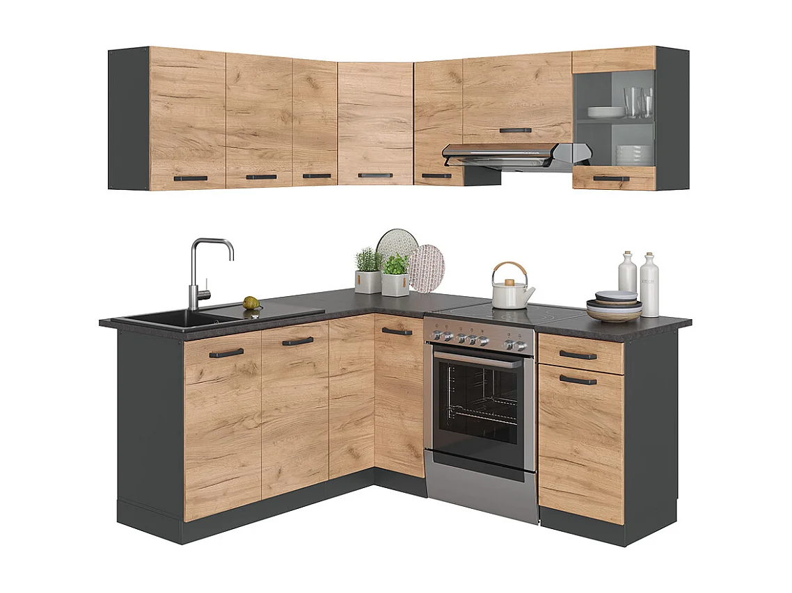 Cuisine dangle chêne doré/anthracite 190x46x81.6 rick