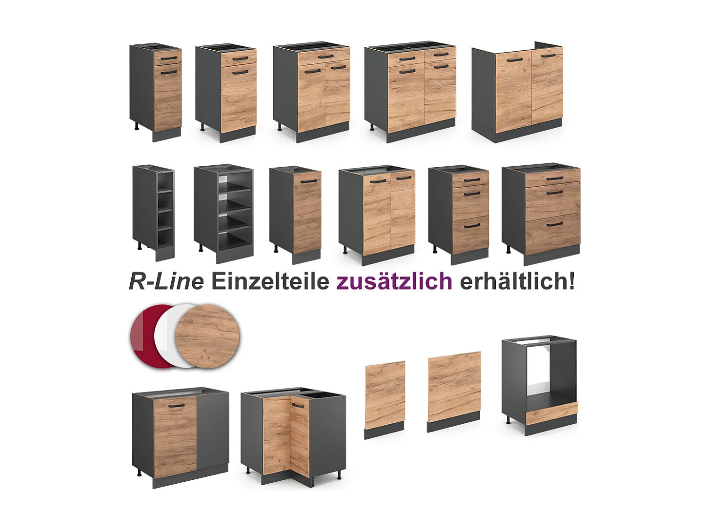 Hoekkeuken eik goud/antraciet 190x46x81.6 rick