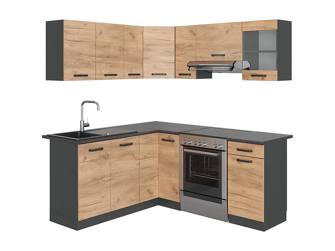 Cuisine dangle chêne doré/anthracite 190x46x81.6 rick