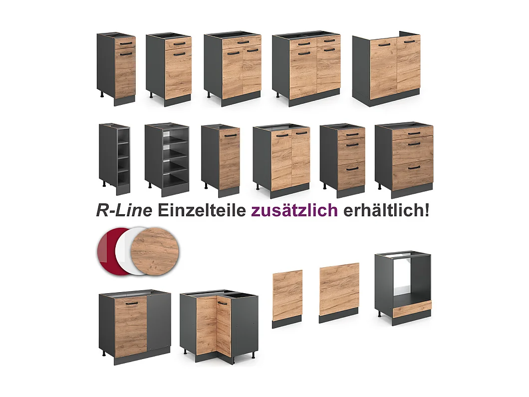 Cuisine dangle chêne doré/anthracite 190x46x81.6 rick