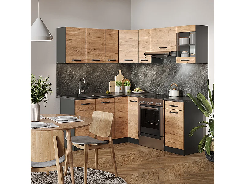 Cuisine dangle chêne doré/anthracite 190x46x81.6 rick