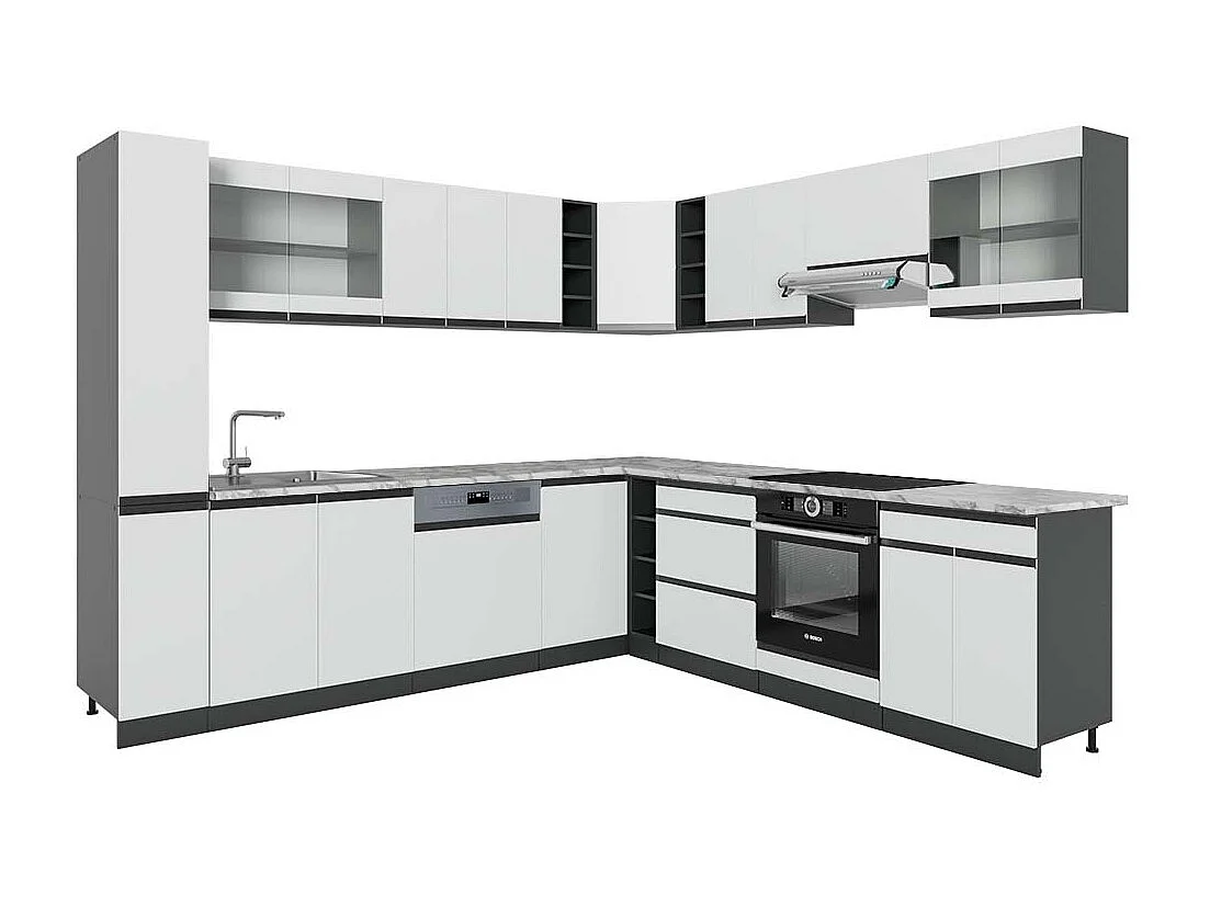 Cocina esquinera blanco/antracita 277x60x81.6 r-line