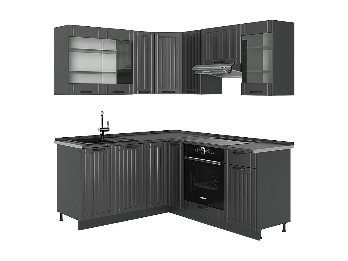 Cocina esquinera gris oscuro 190x60x81.6 fame-line