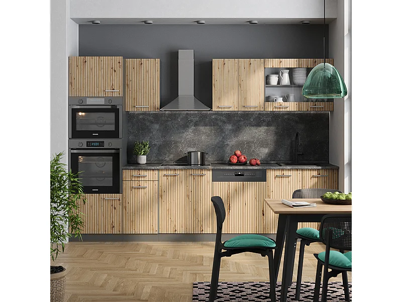 Mueble de cocina roble artesanal/antracita 300x46x81.6 r-line