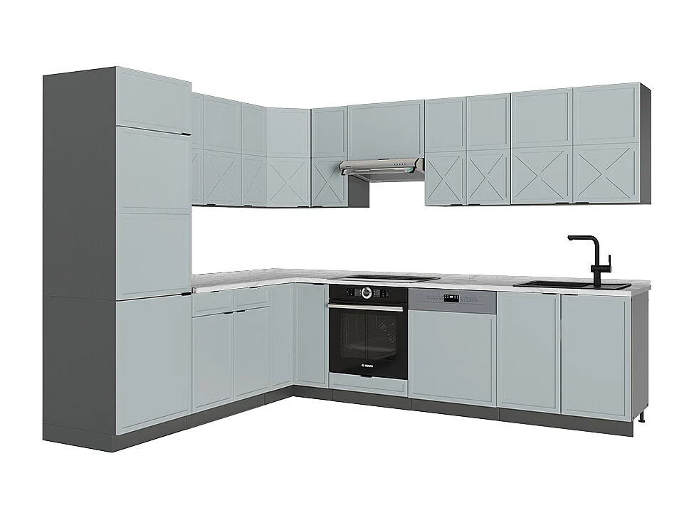 Cuisine en angle bleu clair-gris/anthracite 287x60x81.6 fame-line