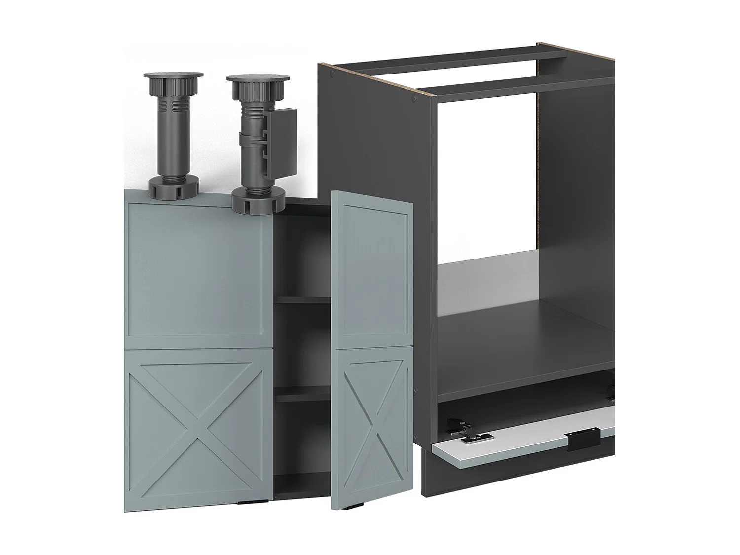 Cuisine en angle bleu clair-gris/anthracite 287x60x81.6 fame-line