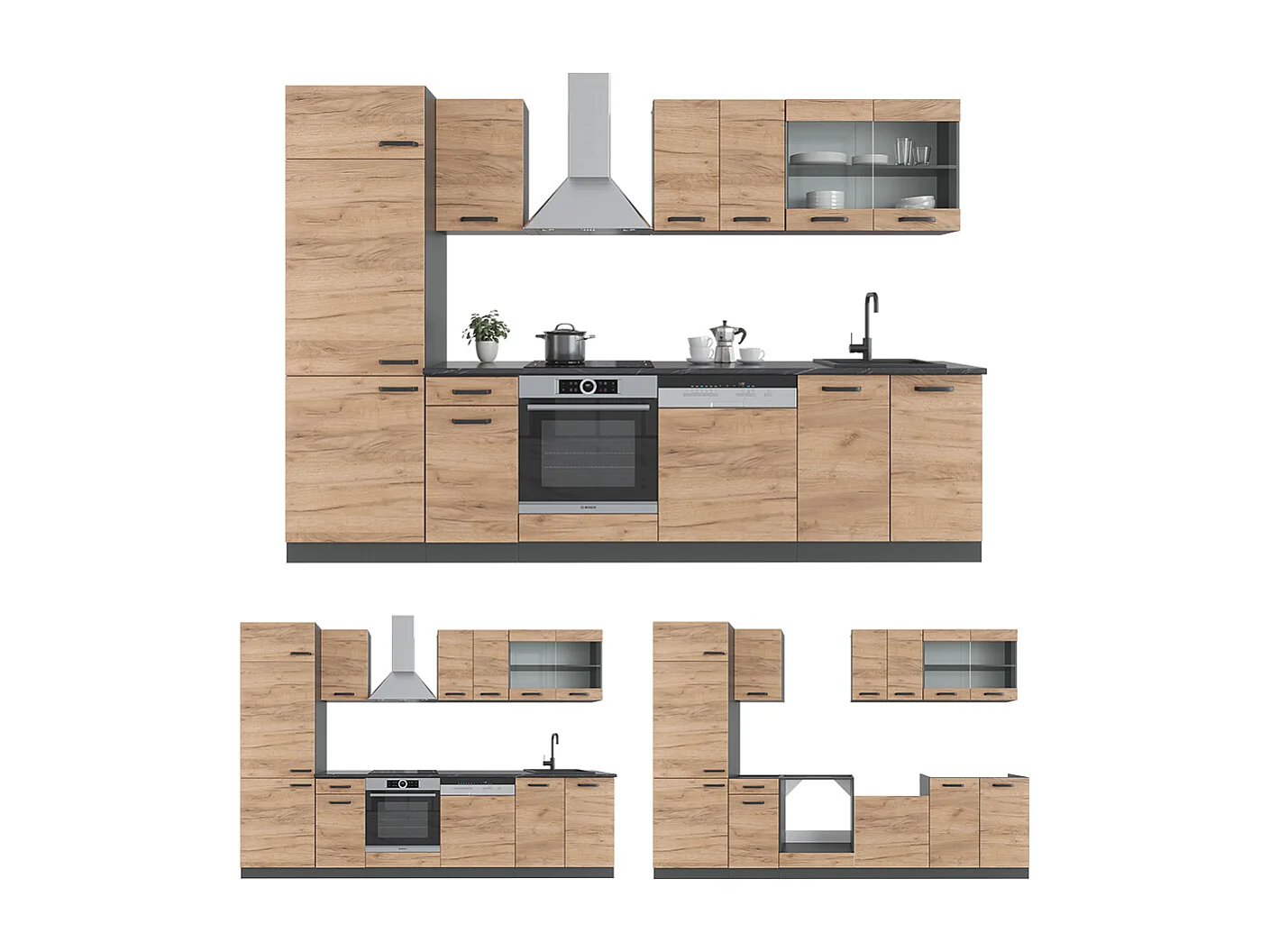 Cucina componibile quercia dorata/antracite 300x60x81.6 r-line