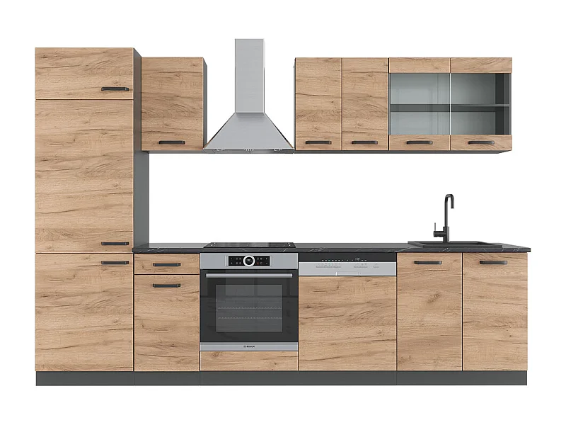 Küchenzeile goldkraft eiche/anthrazit 300x60x81.6 r-line