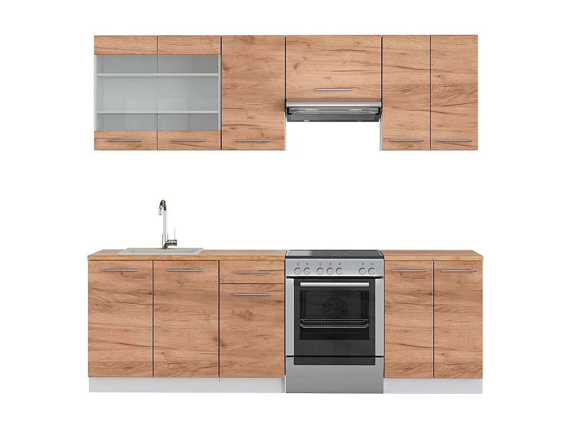 Cucina componibile quercia dorata/bianco 240x60x81.6 fame-line