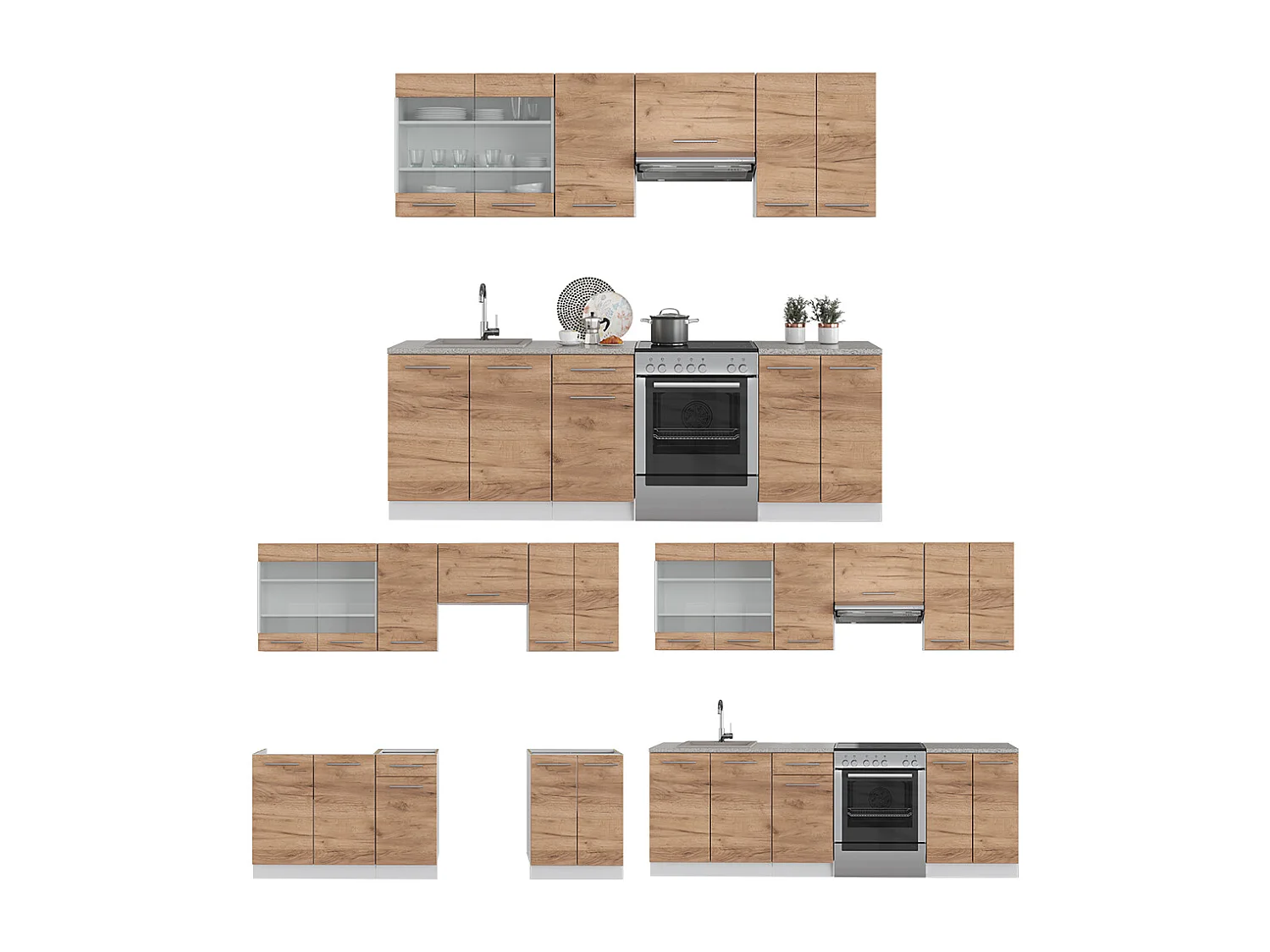 Cucina componibile quercia dorata/bianco 240x60x81.6 fame-line