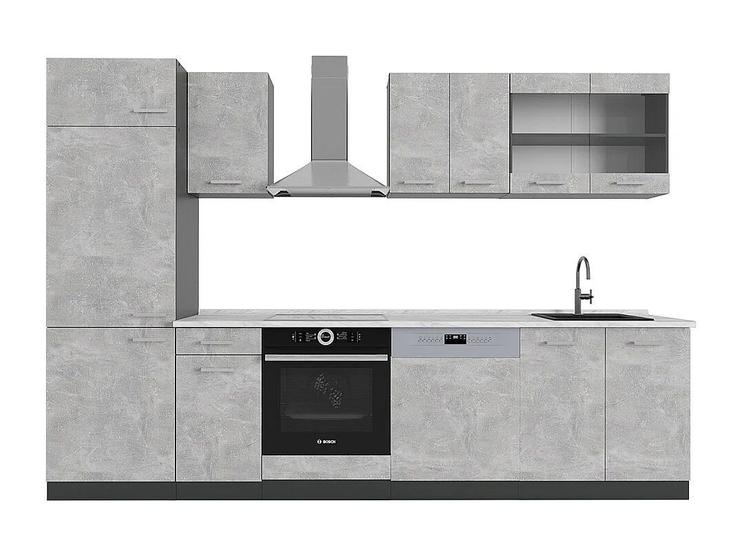 Cucina componibile calcestruzzo/antracite 300x60x81.6 r-line