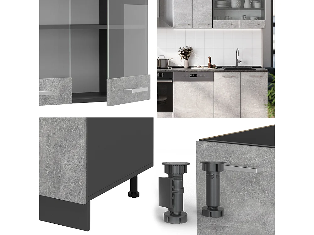 Cucina componibile calcestruzzo/antracite 300x60x81.6 r-line