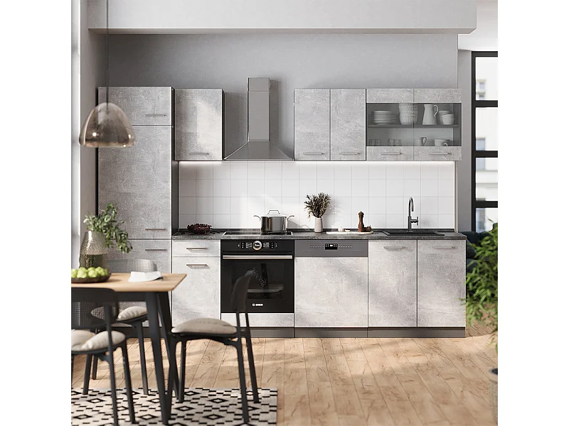 Mueble de cocina hormigón/antracita 300x60x81.6 r-line