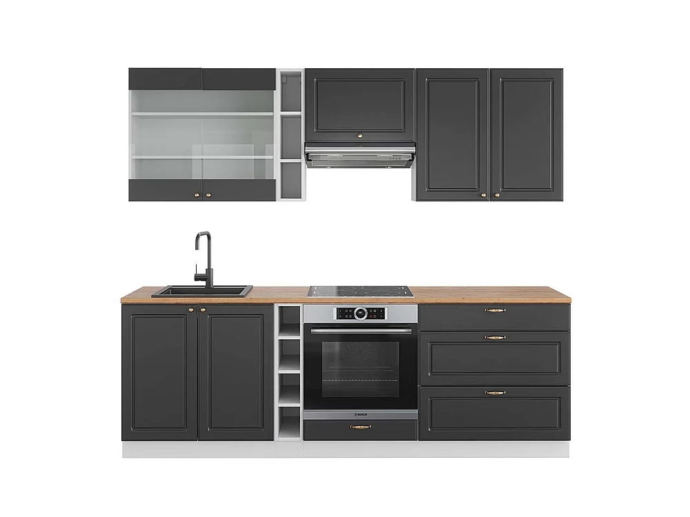 Cuisine anthracite-or/blanc 235x60x81.6 fame-line