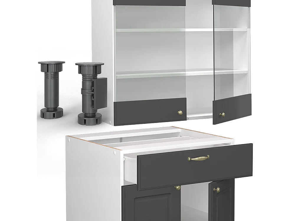 Cuisine anthracite-or/blanc 235x60x81.6 fame-line