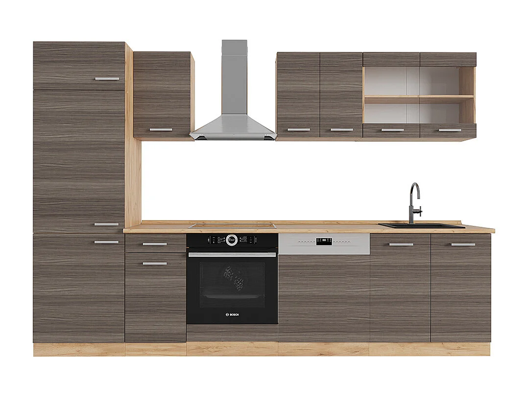 Cuisine gris noble/chêne doré 300x46x81.6 r-line