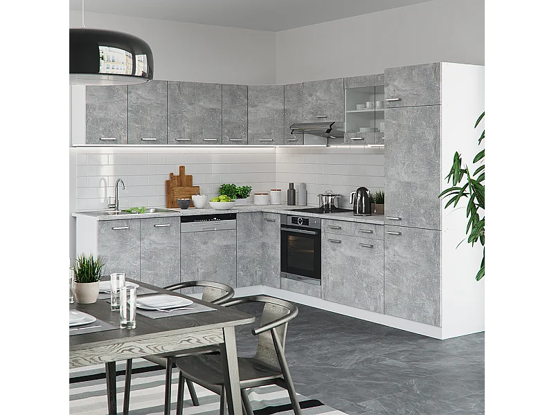 Cuisine en angle béton 287x46x81.6 r-line