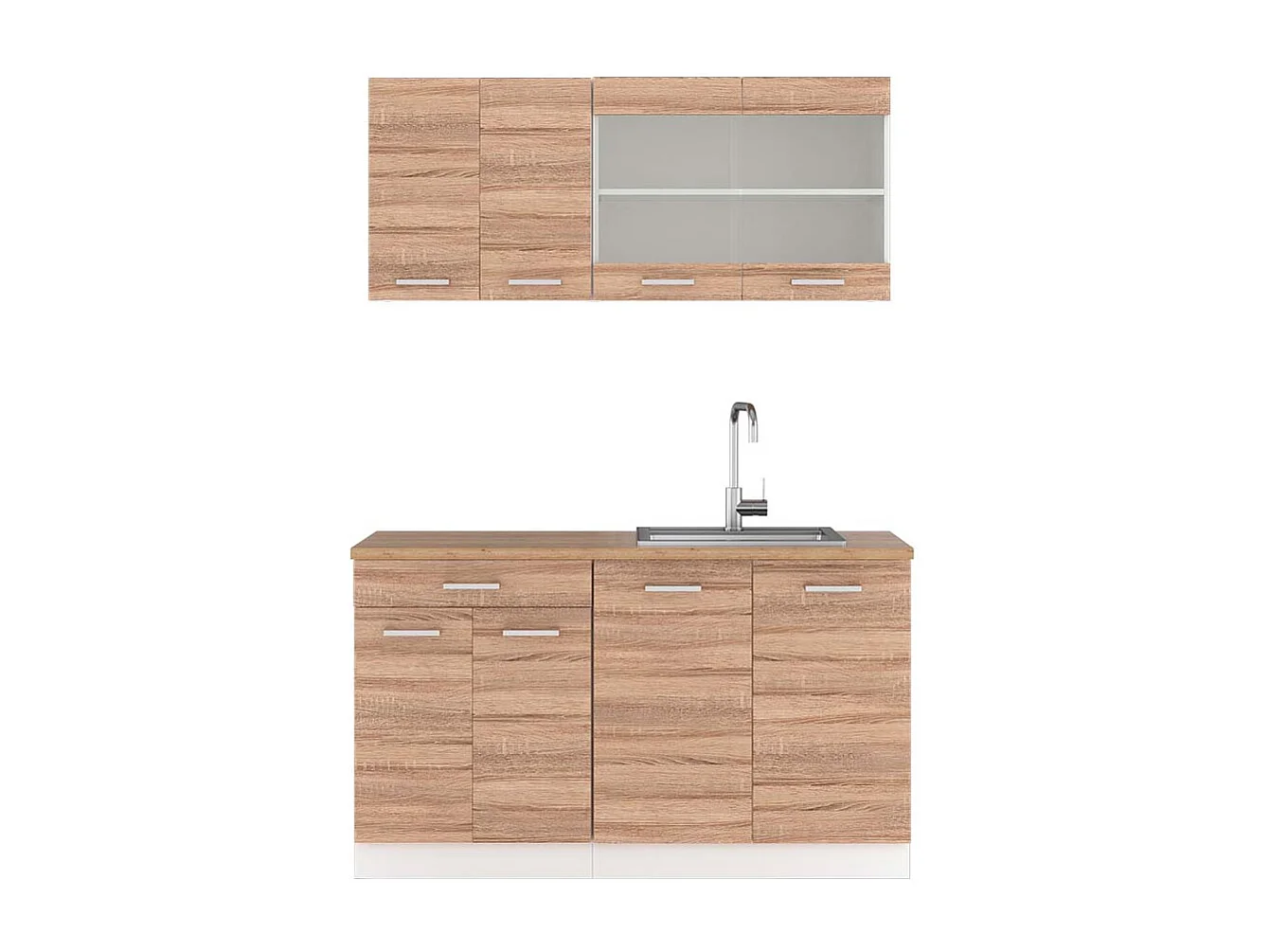 Küchenzeile sonoma/weiß 140x60x81.6 r-line