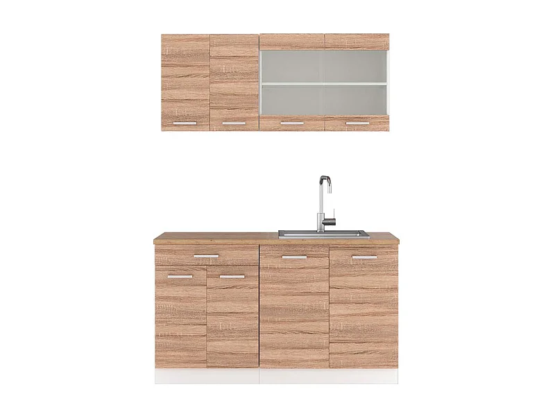 Küchenzeile sonoma/weiß 140x60x81.6 r-line