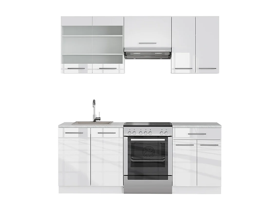 Cuisine blanc brillant/blanc 200x60x81.6 fame-line