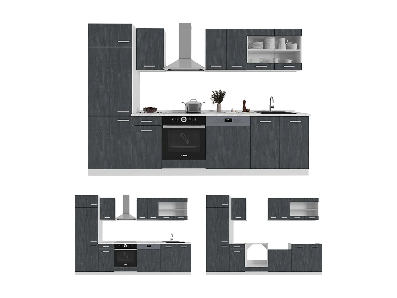 Mueble de cocina hormigón negro/blanco 300x60x81.6 r-line