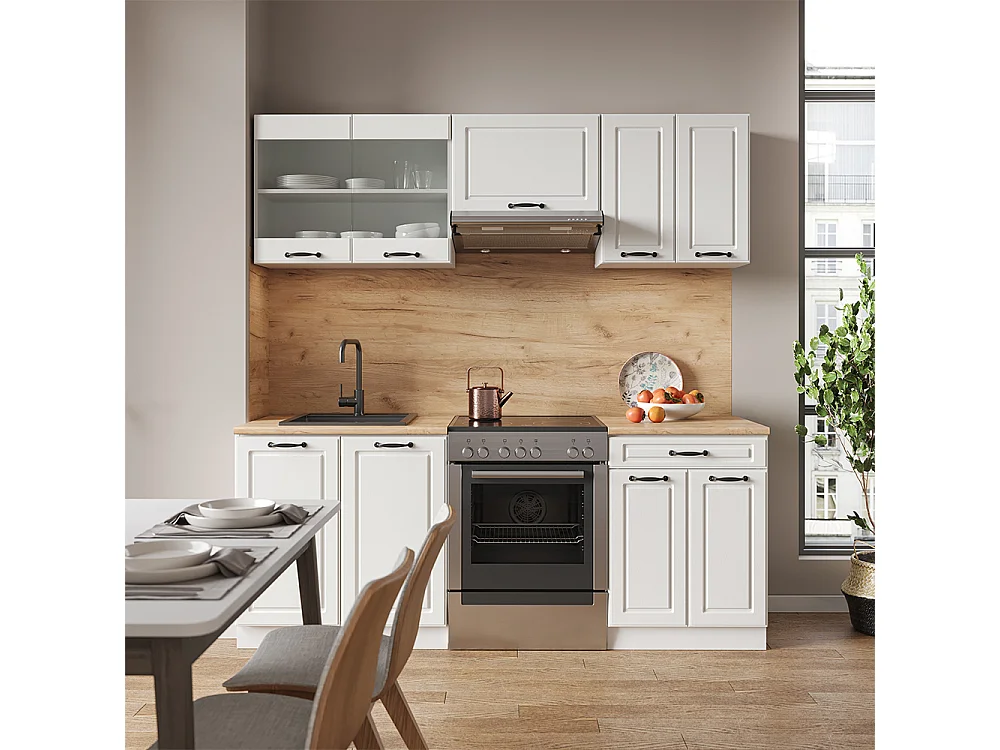 Mueble de cocina casa de campo blanca/blanca 200x60x81.6 r-line