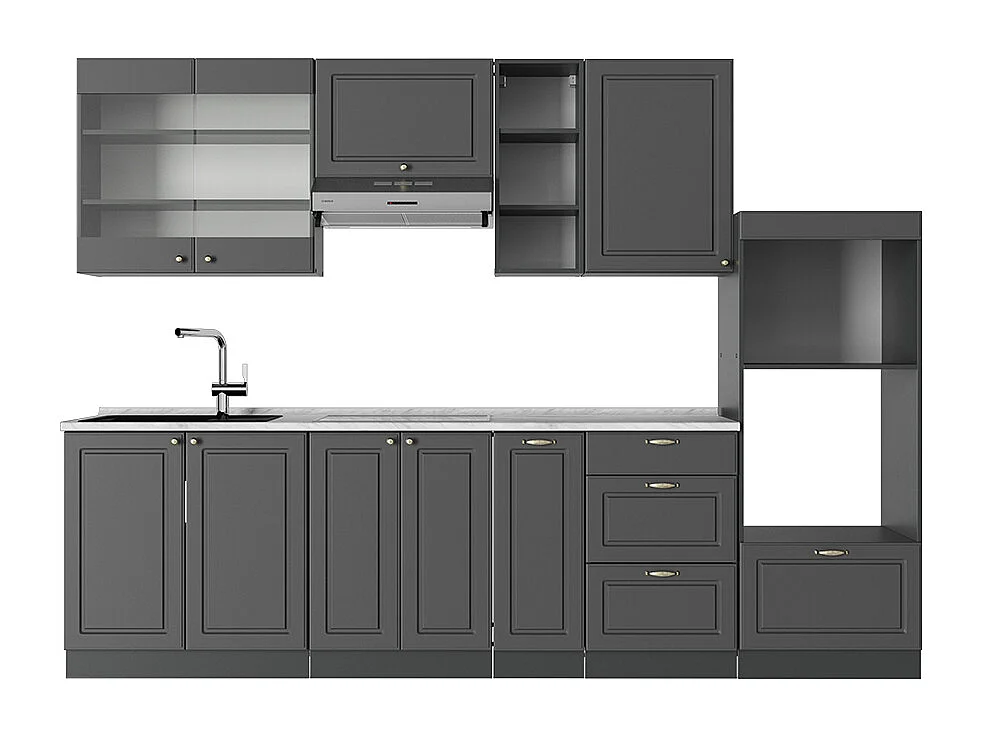Mueble de cocina antracita-oro landhaus 280x60x81.6 fame-line