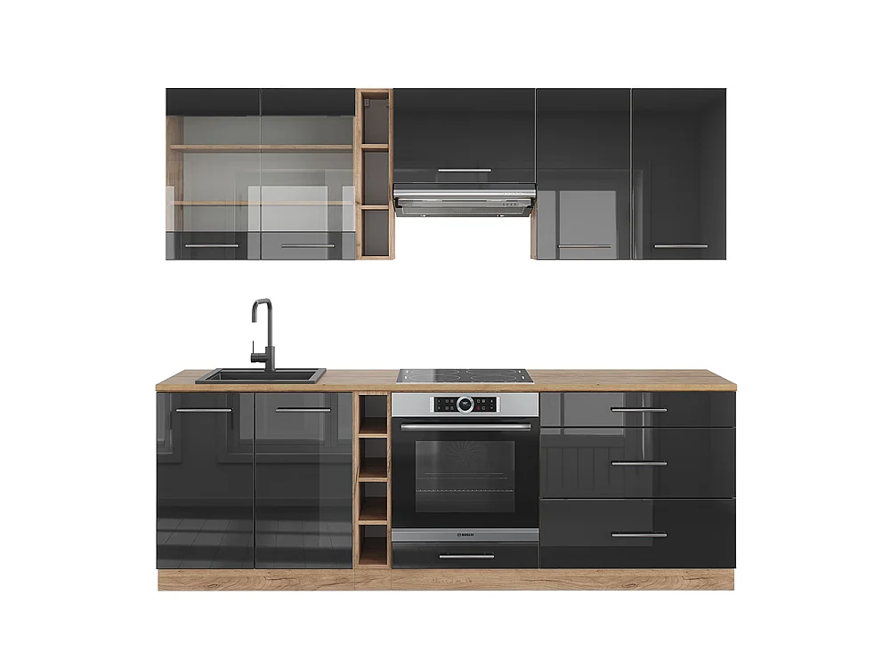 Pentry antracit högblank/goldkraft ek 235x60x81.6 fame-line