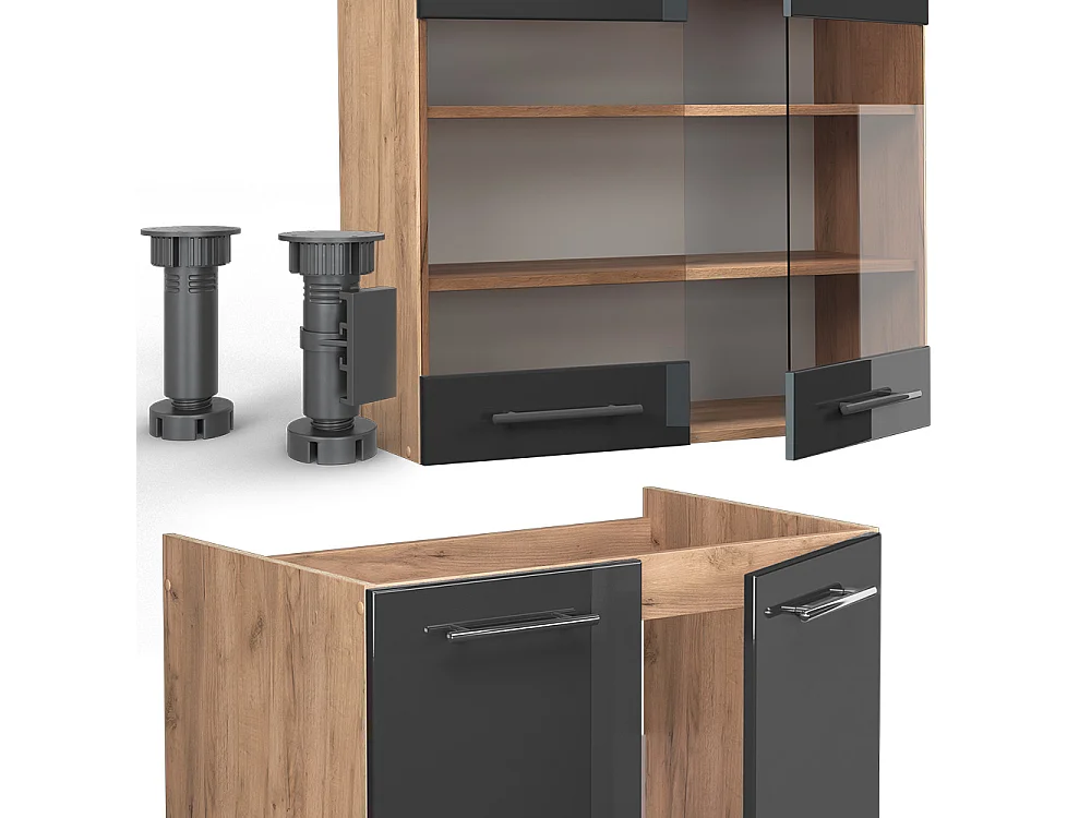 Pentry antracit högblank/goldkraft ek 235x60x81.6 fame-line