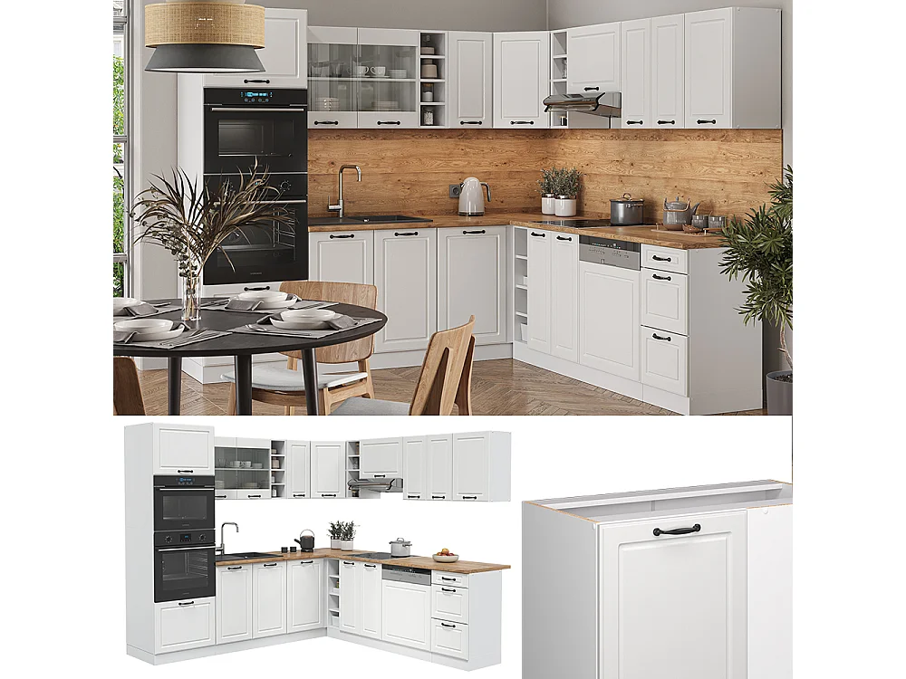 Cuisine en angle blanc campagne/blanc 247x46x81.6 r-line