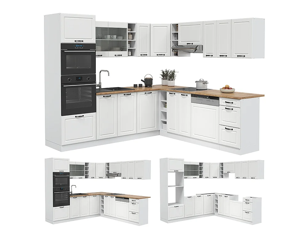 Cuisine en angle blanc campagne/blanc 247x46x81.6 r-line